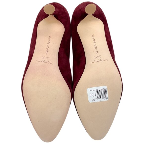 Manolo Blahnik Dark Red Suede Pamfilo 90 Boots - Picture 8 of 12